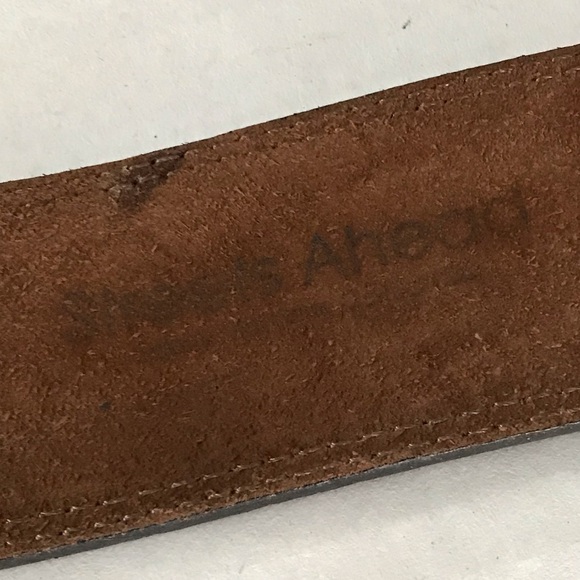 Streets Ahead Belt Italian Leather Wide Brown Handcrafted Heavy Gunmetal Buckle - Picture 5 of 11